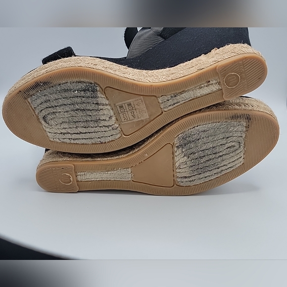 TORY BURCH Wedge Sandal Espadrille Slingback 2 Band Canvas & Leather Black US 10 - Picture 13 of 13